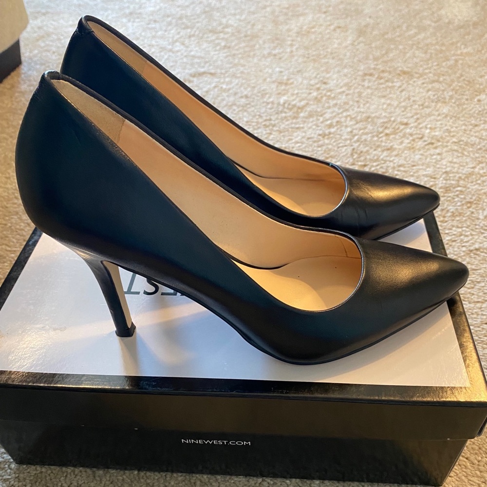 Nine West Black Leather Heels